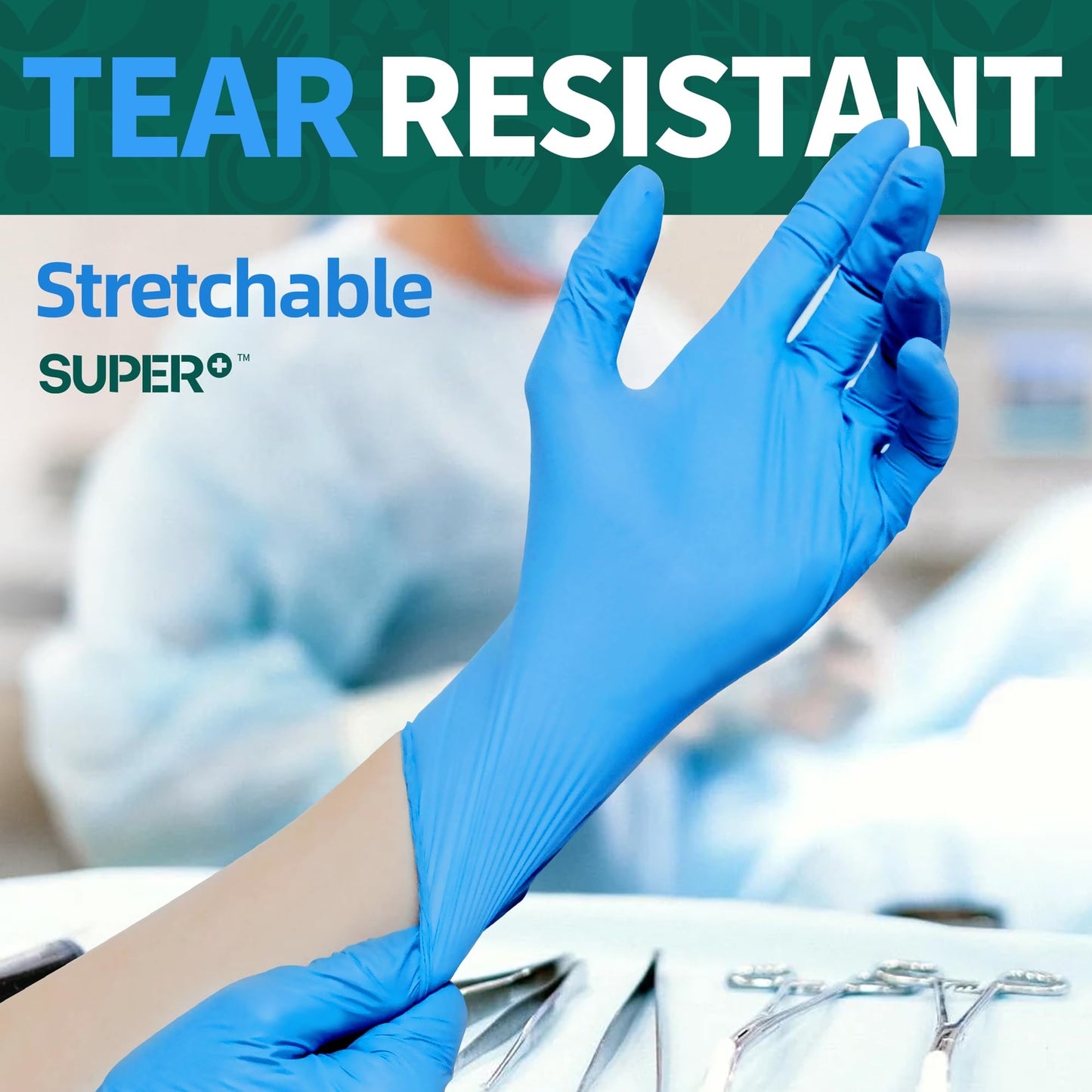 Supmedic Vinyl Disposable Exam Gloves, 4 Mil Powder-Free Latex-Free Food Grade Cooking Cleaning Medical Glove, Blue 100 Pcs (Large)