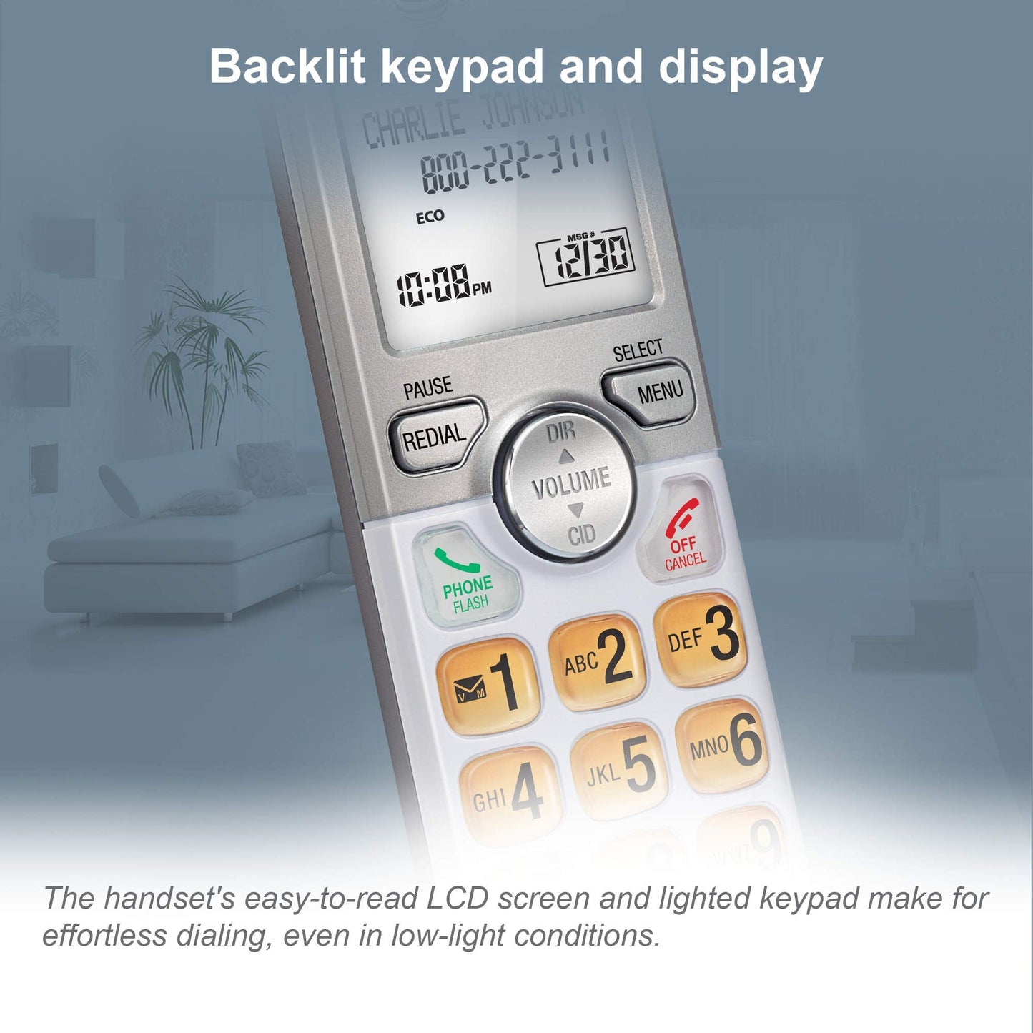 AT&T EL51203 2 Handset DECT 6.0 Cordless Home Phone Full-Duplex Handset Speakerphone, Backlit Display, Lighted Keypad, Caller ID/Call Waiting, Phonebook, Eco Mode, Voicemail Key, Quiet Mode,Intercom
