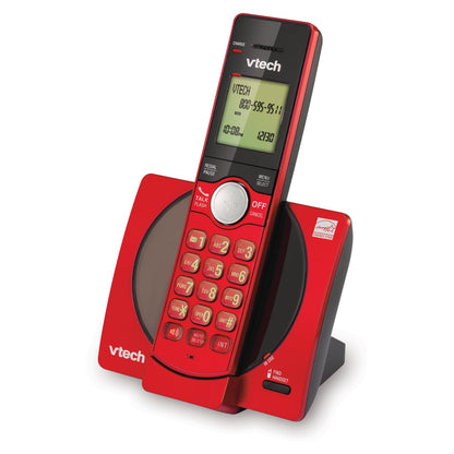 VTech Cordless Phone for Home with Caller ID/Call Waiting, CS6919-16 Landline Phones, Illuminated Keypad, Full Duplex Speakerphone, Wall Mount, Red