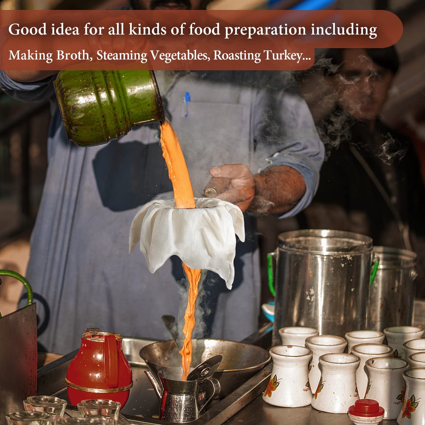 eFond Cheese Cloths | 3-Pack, 20x20Inch Squares with Hemmed Edges | Grade 100 Ultra Fine Reusable Cheesecloth for Straining | Unbleached Cotton Muslin Cloths | For Nut Milk, Butter, Baking & Cooking