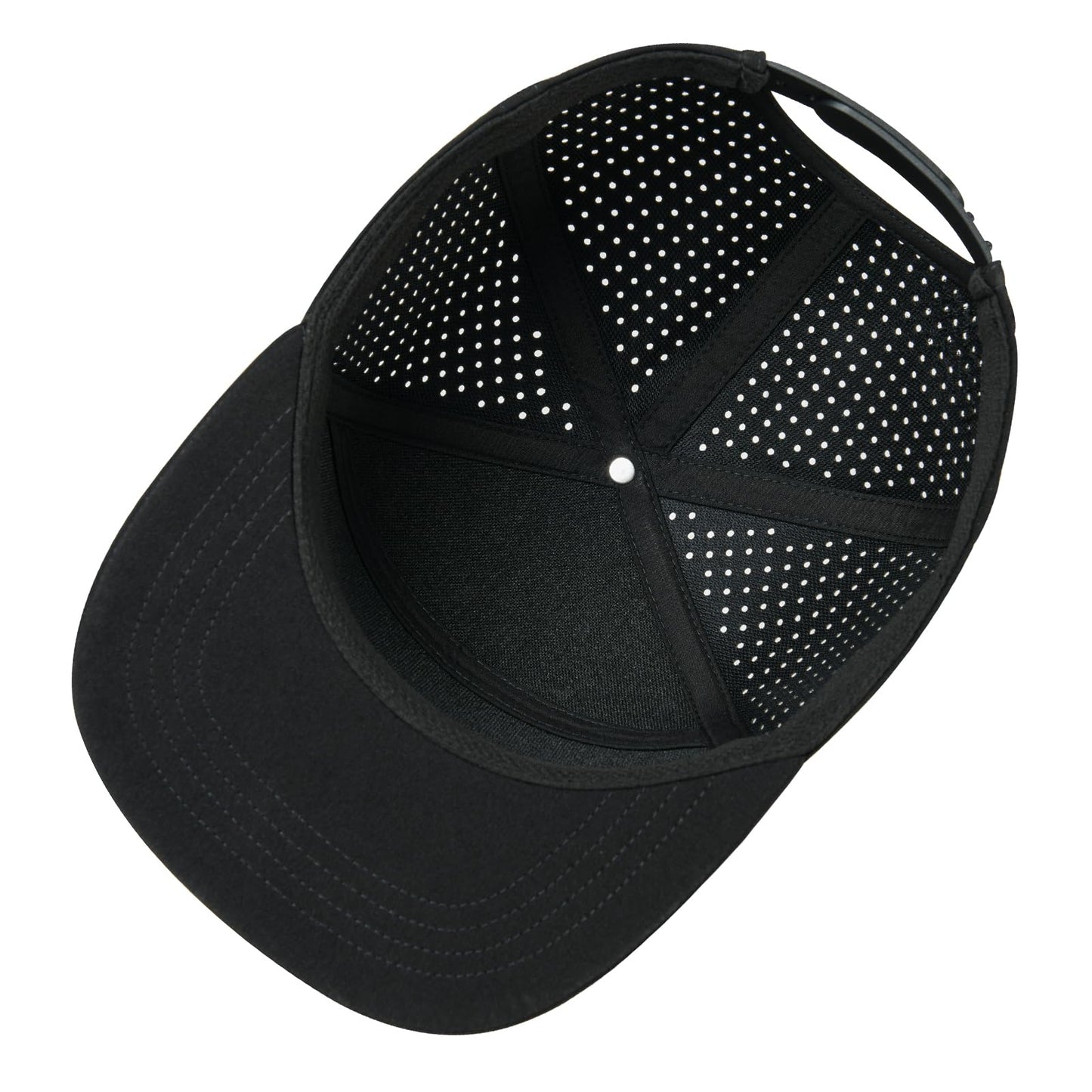 FEINION Men Flat Brim Adjustable Performance Hat Snapback Laser Perforated Baseball Cap (Black)