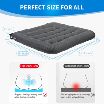 SINOSSO Excellent Support Effect Office Chair Cushion 1 Pack, Luxury Air Mesh Breathable Non-Slip Desk Computer Seat Cushion, Kitchen Dining Room Square Chair Pad (1 Count, Grey)