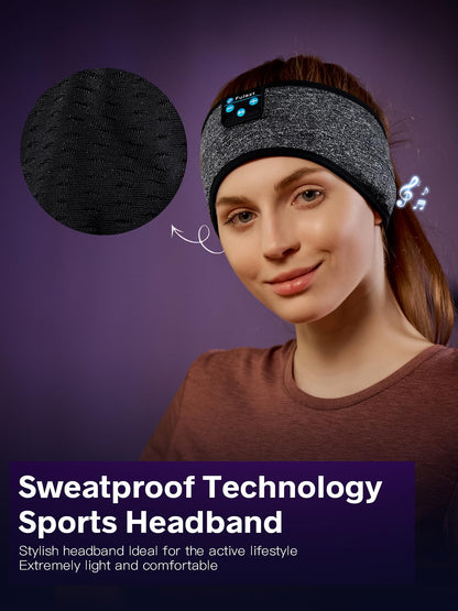 Fulext Sleep Headphones Bluetooth Headband,Sleeping Headphones Sports Headband, Long Time Play Sleeping Headsets with Built in Speakers Perfect for Workout,Running,Yoga