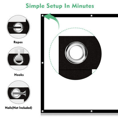 Projector Screen 100 inch, Taotique 4K Movie Projector Screen 16:9 HD Foldable and Portable Anti-Crease Indoor Outdoor Projection Double Sided Video Projector Screen for Home, Party, Office, Classroom