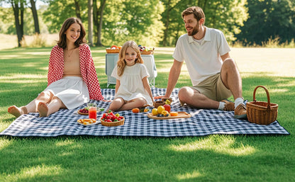 Wind Tour Family Outdoor Waterproof Durable Picnic Blankets with Carry Strap Foldable Sandproof Picnic Floor Mat for Kids Playground Camping Hiking Grass Travelling (1, Grey Grid)
