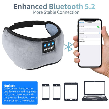 TOPOINT Sleep Mask with Headphones Bluetooth 5.4 Wireless, Sleep Headphones Earphones Earbuds with Microphone HD Speakers Music, Blackout Eye Mask for Sleeping Travel Meditation Men Women Cool Gadgets