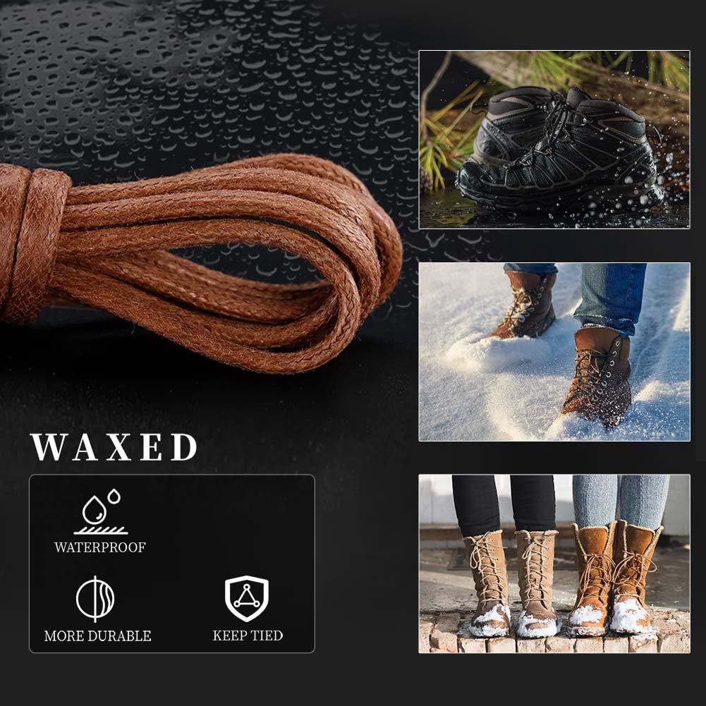 VSUDO Waxed Round 32" Black Dress Shoe Laces for Men, 1/8" Thin Formal Business Oxford Shoe Strings, Dress Shoelaces for Men (2 Pairs-Black-080CM)