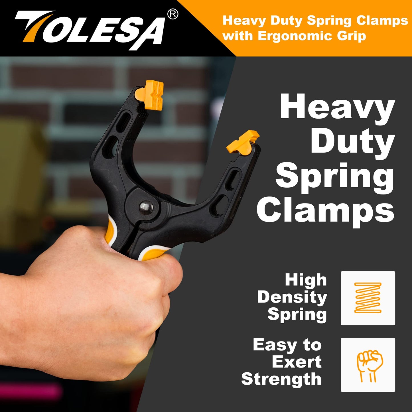 TOLESA Heavy Duty Spring Clamps 7 Inch 4 Pcs Large Wood Clamps with 30Lbs Powerful Clamping Force Deep Throat Nylon Clamps for Woodworking Photography Backdrop Household Use Cover Holding Wood Gluing