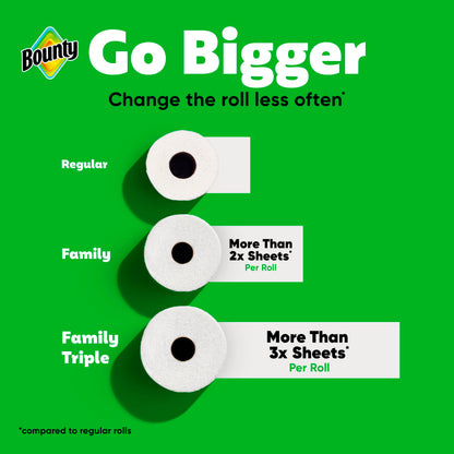 Bounty Paper Towels Quick Size, White, 16 Family Rolls = 40 Regular Rolls