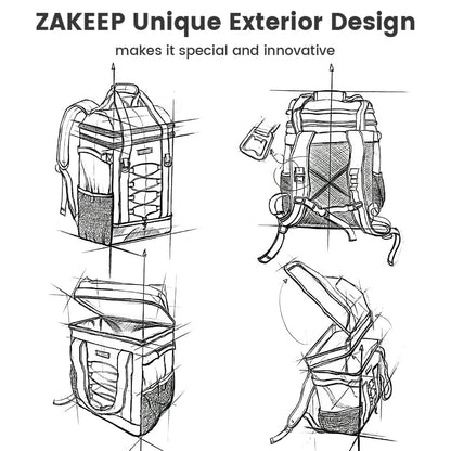 ZAKEEP Cooler Backpack, 36 Cans Multifunctional Leakproof Cooler Backpack with Padded Top Handle, Mesh Pocket for Camping BBQ (White)