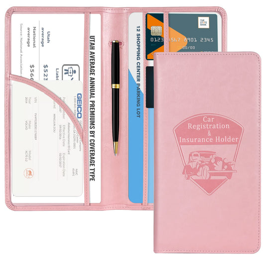 CoBak Car Registration and Insurance Holder - Vehicle Glove Box Car Organizer,Auto Truck Comparment Accessories Case with Magnetic Closure for Essential Document,Driver License,Cards