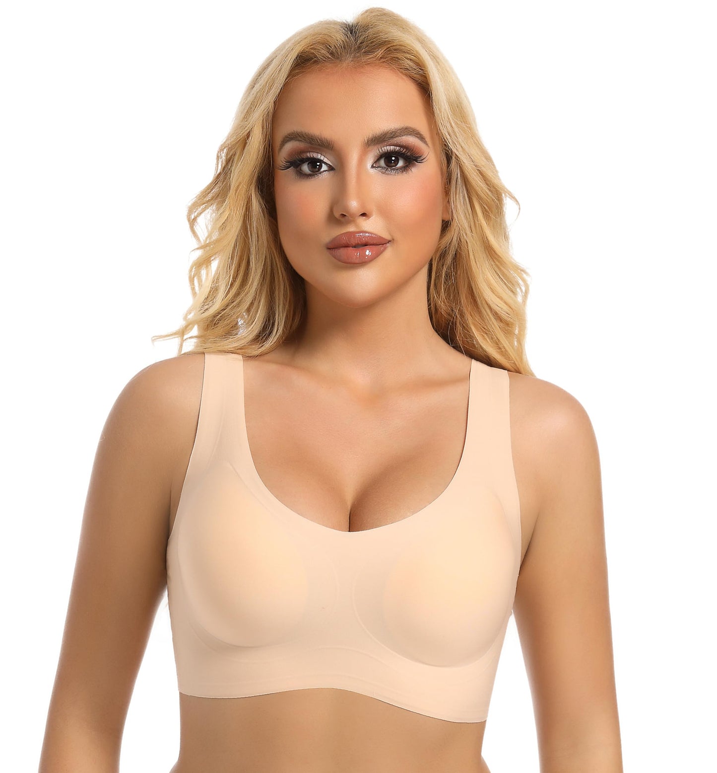 PRETTYWELL Womens Pullover Seamless Bra Comfortable Wireless Bras for Women Non Removable Padded Full Coverage Soft Supportive Everyday Bra