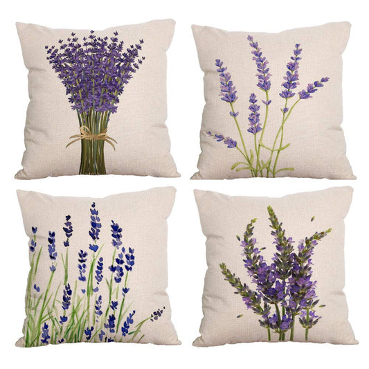 Songtec Decorative Throw Pillow Cover 18x18, Lavender Flower Garden Outdoor Patio Pillow Cushion Cases for Couch, Porch, Sofa, Bed (Insert Not Included) – Lavender
