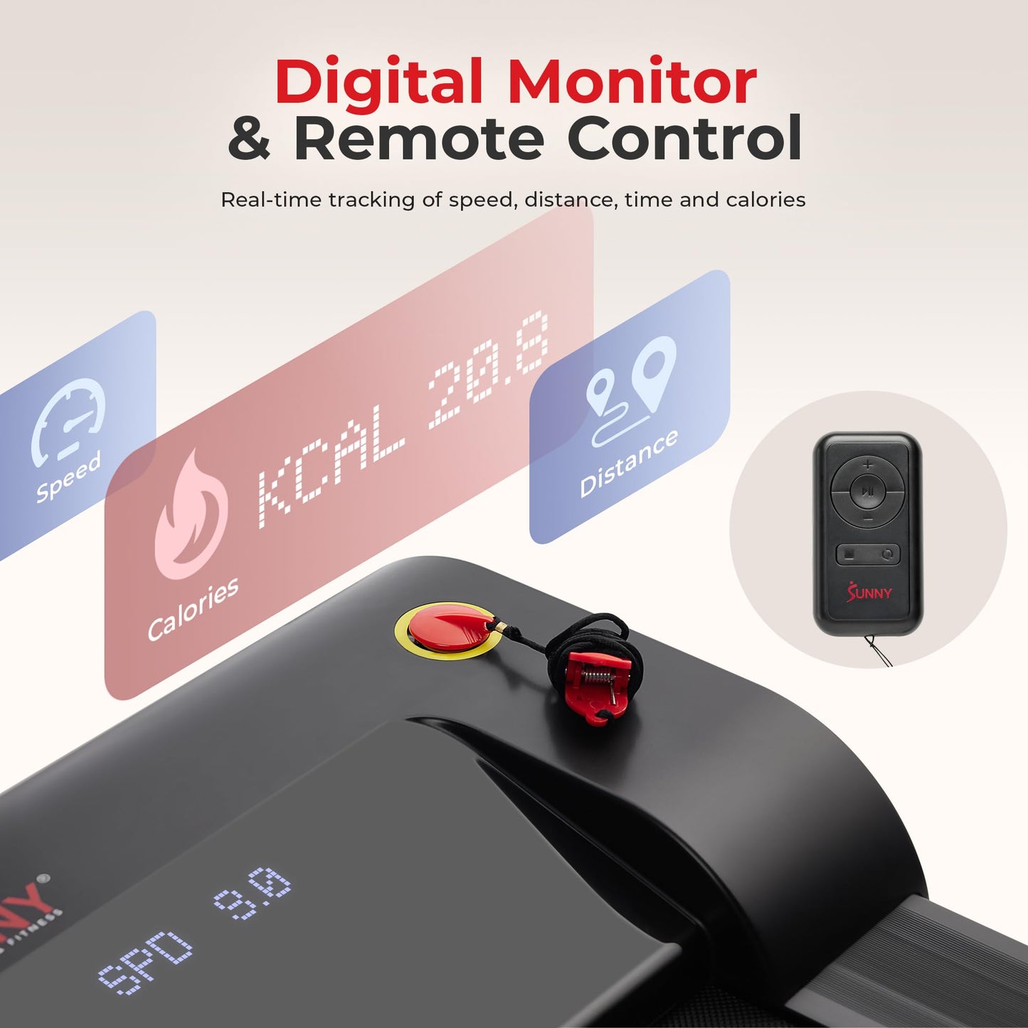 Sunny Health & Fitness Smart Slim Under Desk Walking Treadpad with Remote Control, LCD Display, Improved Safety, Energy-Efficient Design, and Exclusive SunnyFit App - SF-T7945SMART