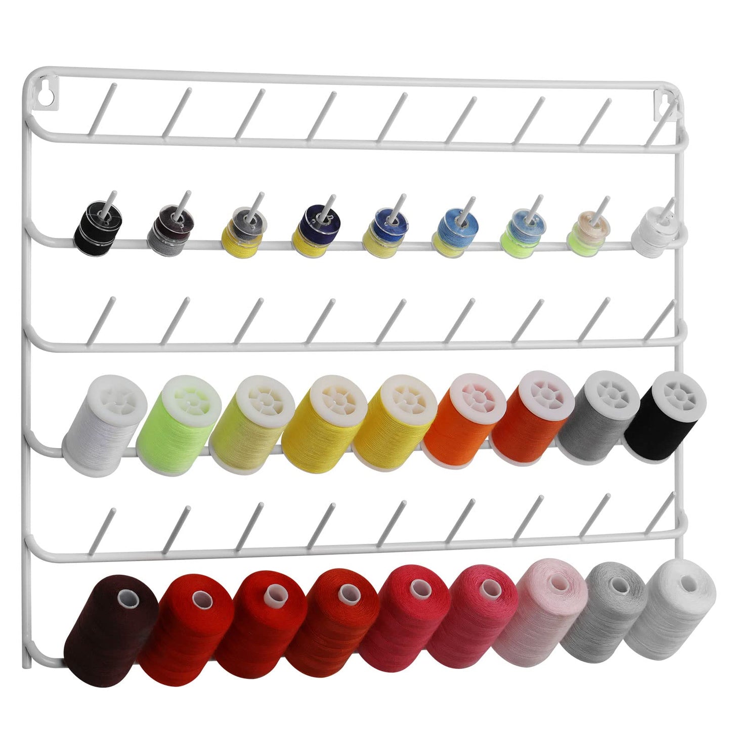 YBING Thread Holder Wall 54-spool Sewing Thread Rack Wall Mount Embroidery Thread Holder Organizer Spool Holder Wall Hanging Tools for Quilting White Metal