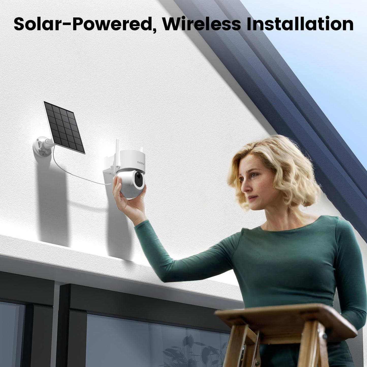 AOSU Solar Security Cameras Wireless Outdoor - 3K 5MP Home Security Camera, 360° Panoramic View, 400-Lumen Floodlight Camera, Color Night Vision, WiFi Cameras, Auto Tracking, AI Human Detection,2 Pack