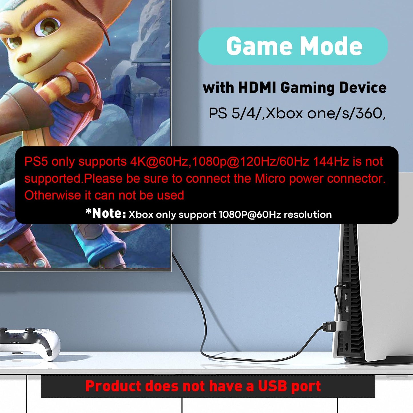 UANTIN HDMI to DisplayPort Adapter (4K 60Hz,1080p 120Hz) Uni-Directional HDMI (Source) to DP (Screen) Converter Male to Female for PC,Laptop,AMD,NVIDIA,PS5,Xbox and More - 1 Pack