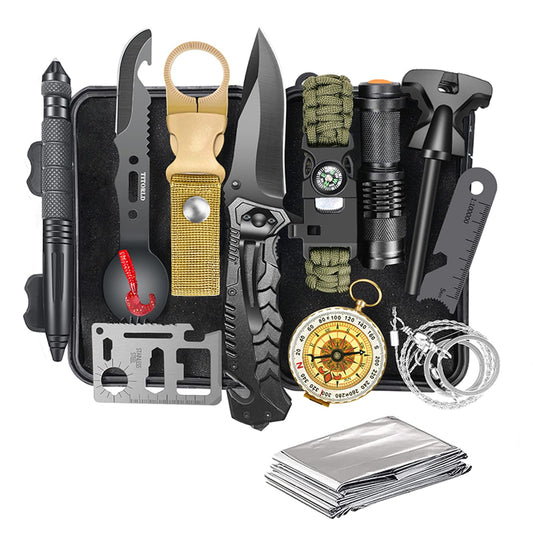 Survival Kit 14 in 1, Survival Gear and Equipment, Gifts for Men Dad Husband Him Christmas, Outdoor Fishing Hunting Camping Anniversary Birthday Gift Ideas for Boyfriend, Unique Mens Stocking Stuffers