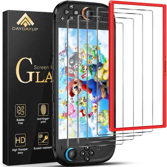 daydayup 4-Pack Screen Protector Tempered Glass for Nintendo Switch 2 [7.9 inch] 2025 with [Alignment Frame] -HD Clear Anti-Scratch Travel Transparent Clear Screen Protector