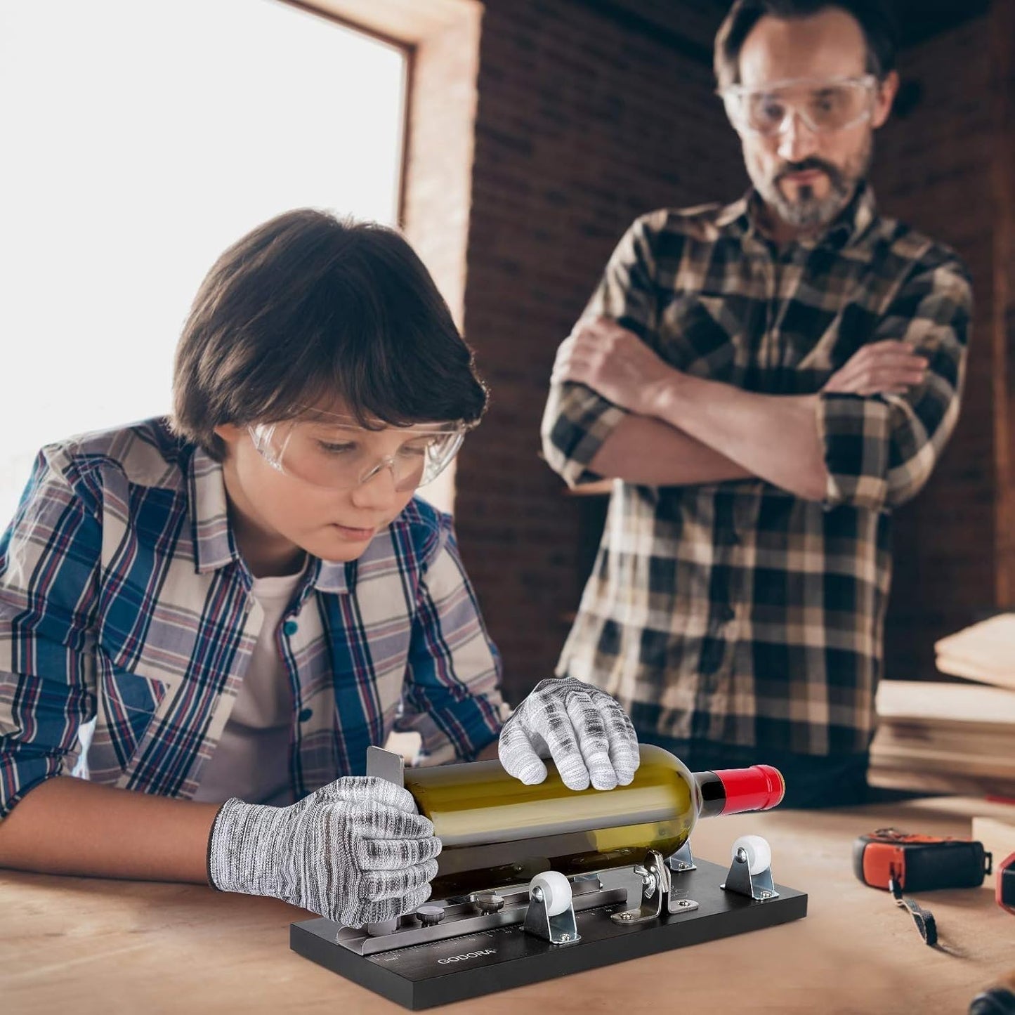 Godora Glass Bottle Cutter, Upgraded Glass Cutter for Bottles & Glass Cutter Bundle - DIY Machine for Cutting Wine, Beer or Soda Round Bottles & Mason Jars, Perfect Score Bottle Cutter