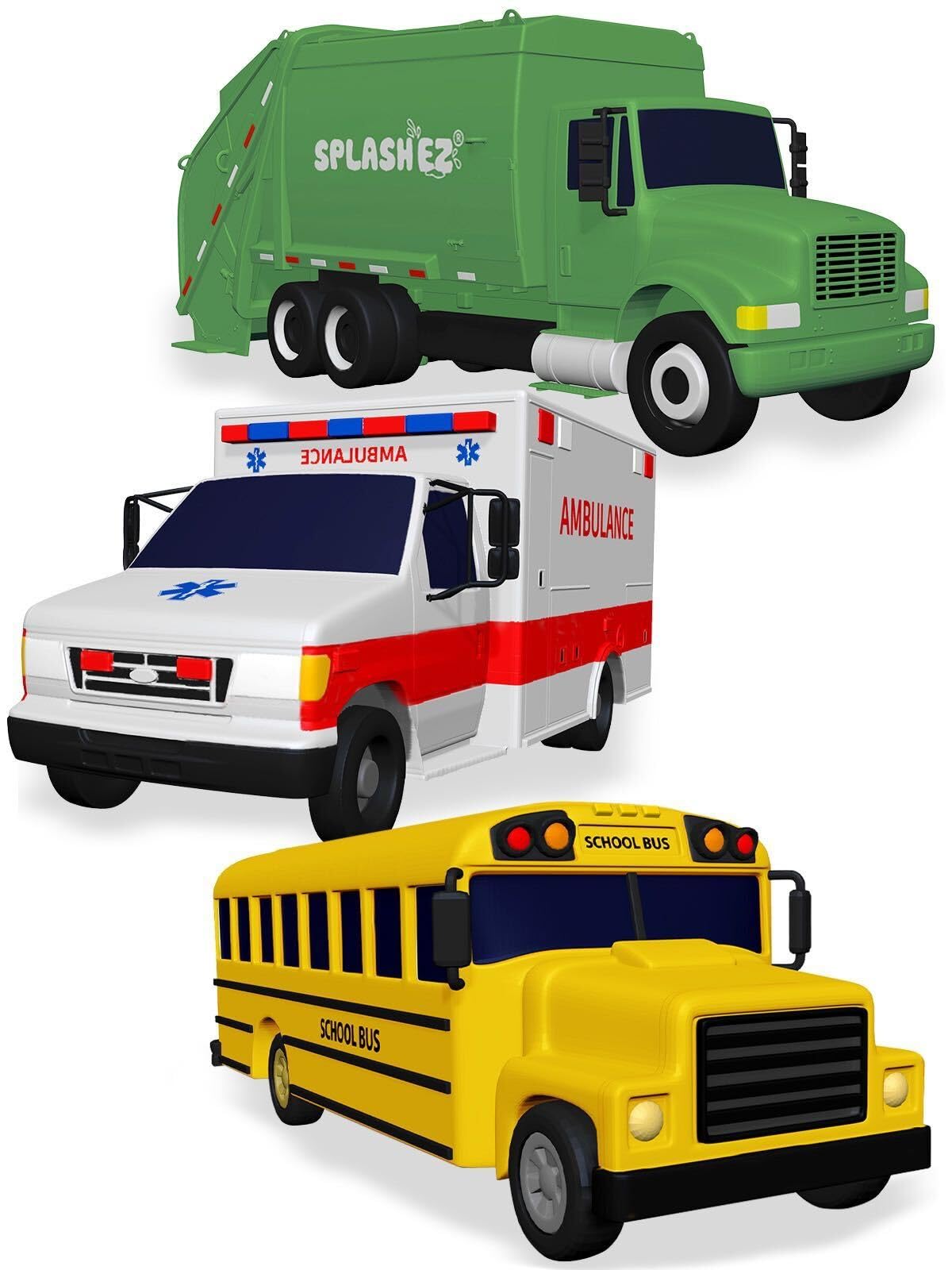 SplashEZ Mold Free Car Bath Toys for Kids | Toddler Bath Toys with No Hole for Water | Vehicles Set Ideal Size for Little Hands | Safe, Durable for Endless Tub Fun | Great for Boys & Girls Ages 0+