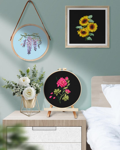 TINDTOP Embroidery Kit for Adult, Ribbon Embroidery Kit for Beginners for Craft Lover Hand Stitch with Embroidery Skill Techniques (Flowers)