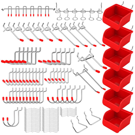 Ultimate 121-Piece Pegboard Hooks Set, Pegboard Accessories with Metal Hooks, Durable Peg Board Organizer Accessories, Pegboard Bins, Peg Board Tool Utility Hooks