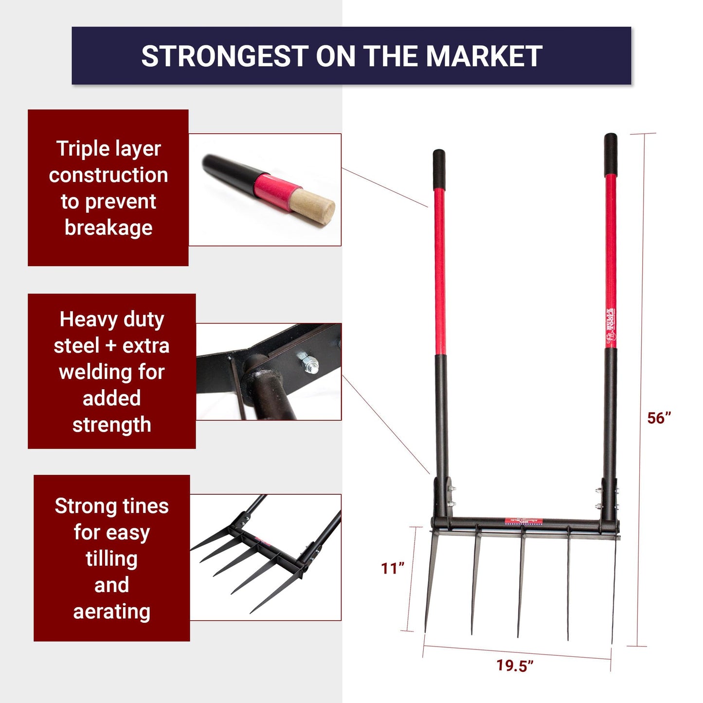 Bully Tools 92627 Broad Fork with Fiber Glass Handle