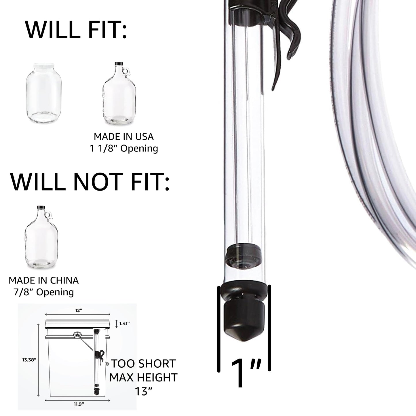 Fermtech - Auto Siphon Mini with 6 Ft of Food Safe Tubing & Clamp - Easy Home Brewing, Winemaking Kit, Complete System for Beer, Wine, Liquid Transfer & Fermentation Tools - Perfect for Small Batches