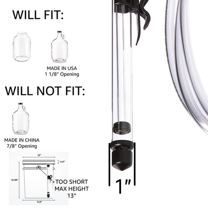 Fermtech - Auto Siphon Mini with 6 Ft of Food Safe Tubing & Clamp - Easy Home Brewing, Winemaking Kit, Complete System for Beer, Wine, Liquid Transfer & Fermentation Tools - Perfect for Small Batches