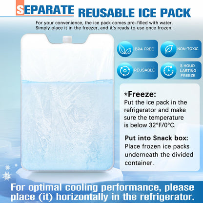 Chilled Portable Snackle Box Container with Reusable Ice Pack Bonus Insulated Bag 2Dip Container Divided Serving Tray Beach Essentials for Charcuterie Road Trip Picnic Family Party