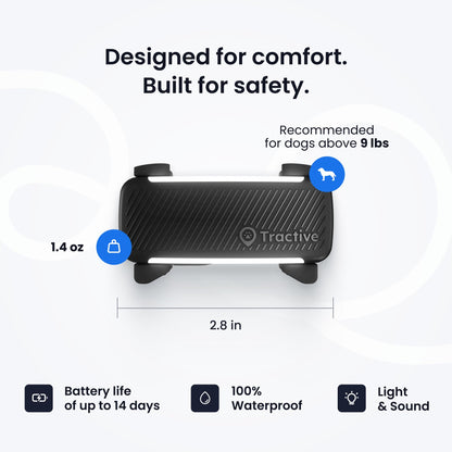 Tractive Smart Dog GPS Tracker | Live Pet Tracker with Virtual Fence | Vital Signs Monitoring of Heart & Respiratory Rate | Bark Monitoring | Dog Collar Attachment (Black)