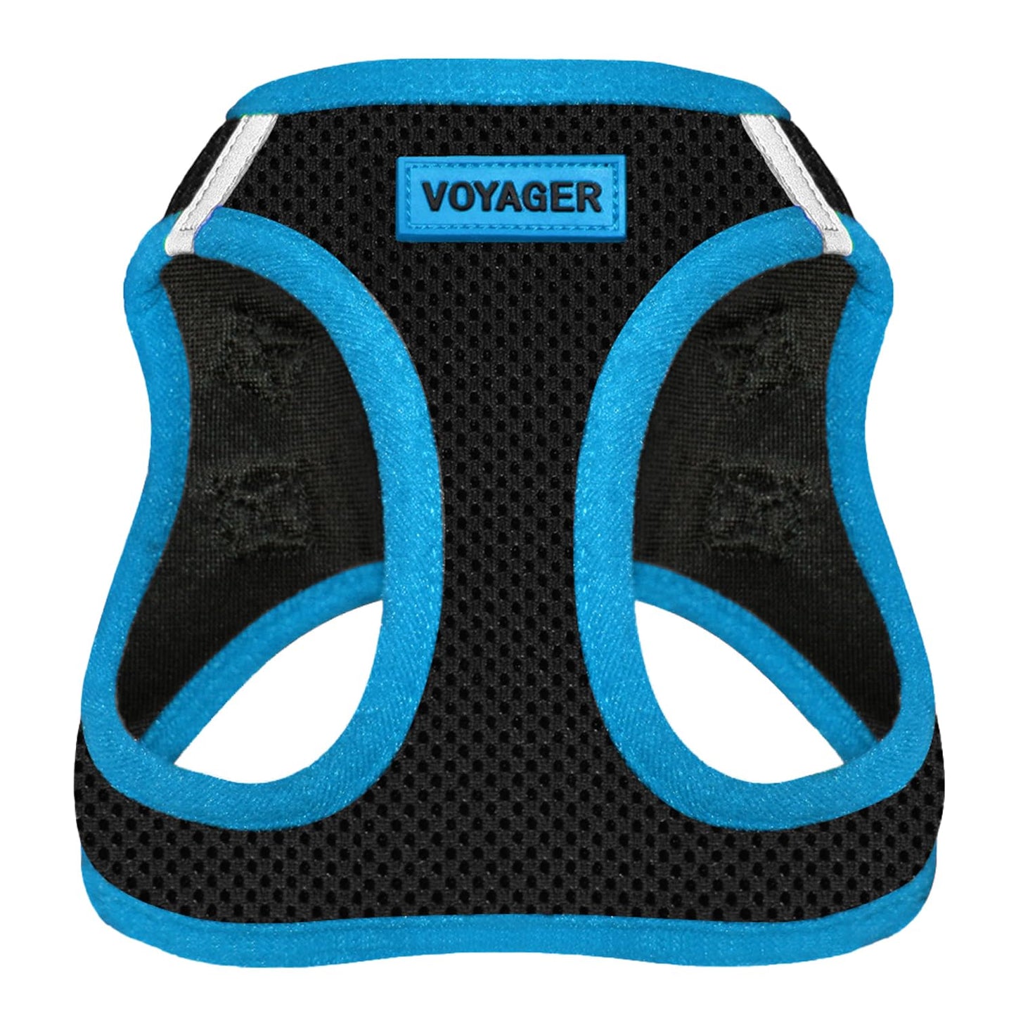 Best Pet Supplies - All Weather Mesh, Reflective, No Pull Harness for Small, Medium Dogs, Cats - Secure with Hook & Loop Fastener, Buckle, Double D-Rings - Black/Blue Trim, M