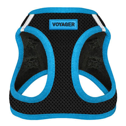 Best Pet Supplies - All Weather Mesh, Reflective, No Pull Harness for Small, Medium Dogs, Cats - Secure with Hook & Loop Fastener, Buckle, Double D-Rings - Black/Blue Trim, M