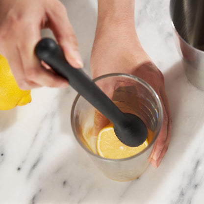 True Bash Muddler for Cocktails, Fruits, Spices, Herbs, and Sugar Cubes Crusher, Home Bar Accessories, Bartender Tools, 8.25", Set of 1, Black