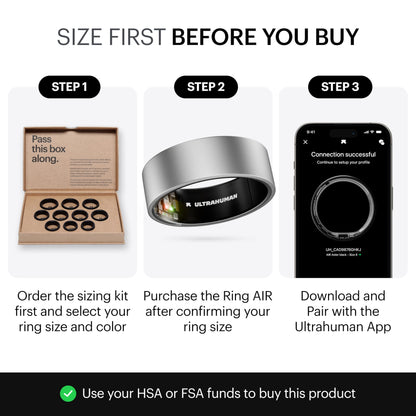 ULTRAHUMAN Ring AIR-Smart Ring Health Tracker, Size First Sizing Kit,Sleep Tracker,Smart Ring for Men/Women,Fitness Tracker (Made in India, Raw Titanium, 11)