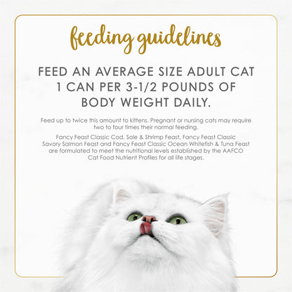 Purina Fancy Feast Seafood Classic Pate Collection Grain Free Wet Cat Food Variety Pack - (Pack of 30) 3 oz. Cans