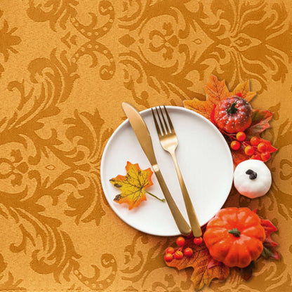 SASTYBALE Amber Rectangle Jacquard Tablecloth, Spill Wrinkle Proof Damask Table Cloth for Rectangle Tables, Rectangular Harvest Fall Inddor Outdoor Tablecloths, 60x 102 Inch Amber