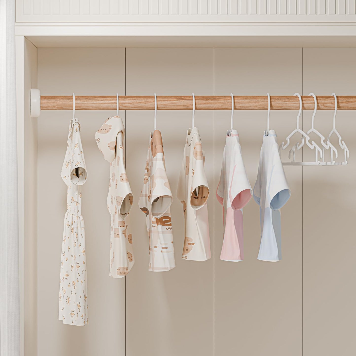 VILICK Kids Plastic Hangers, Baby Clothes Hangers for Closet 50 Packs Non-Slip Toddler Hangers for Infant Child Clothing, Small Children, for Pants Coats Skirts (White)