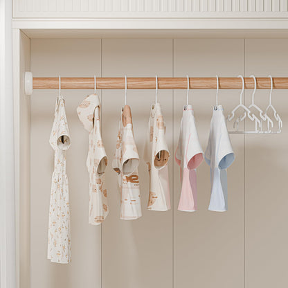 VILICK Kids Plastic Hangers, Baby Clothes Hangers for Closet 50 Packs Non-Slip Toddler Hangers for Infant Child Clothing, Small Children, for Pants Coats Skirts (White)