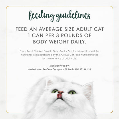 Purina Fancy Feast Senior Wet Cat Food 7 Years Plus Chicken Feast in Gravy Minced - (Pack of 24) 3 oz. Cans