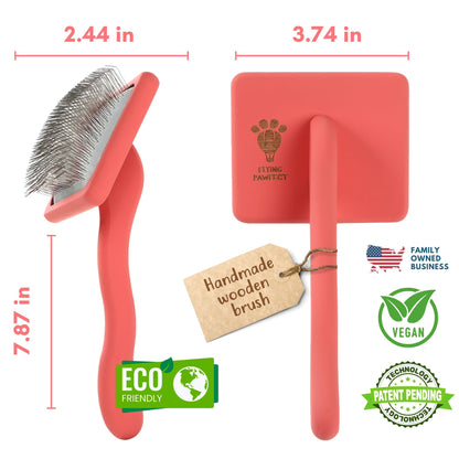 Flying Pawfect Dog Slicker Brush for Grooming Pet Hair - Best Slicker For Poodle & Golden Doodle - Long Haired Tool For Dogs - Goldendoodle Long Pin Brush For Dematting (Large)
