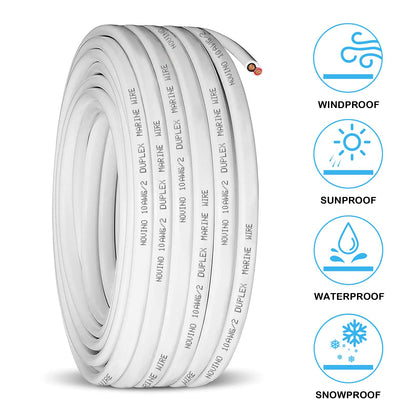 10 Gauge Marine Wire,10 AWG 30ft Duplex Marine Grade Wire Tinned Copper Oxygen-Free Insulated Red& Black Electrical Cable for Boat/Automotive/RV/Camper/Trailer
