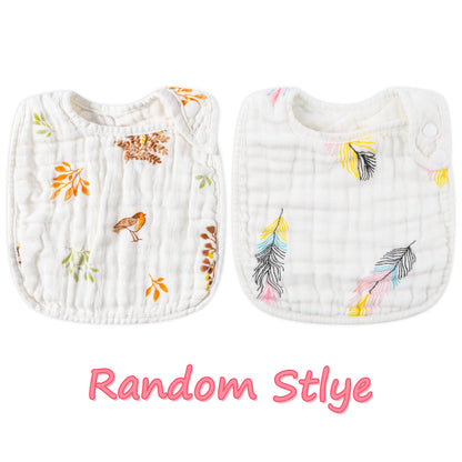 Zainpe 6Pcs Snap Muslin Cotton Bibs for Baby, Flamingo Star Flower Machine Washable Adjustable Burp Cloths with 6 Absorbent Soft Layers for Infant Newborn Toddler Drooling Feeding and Teething