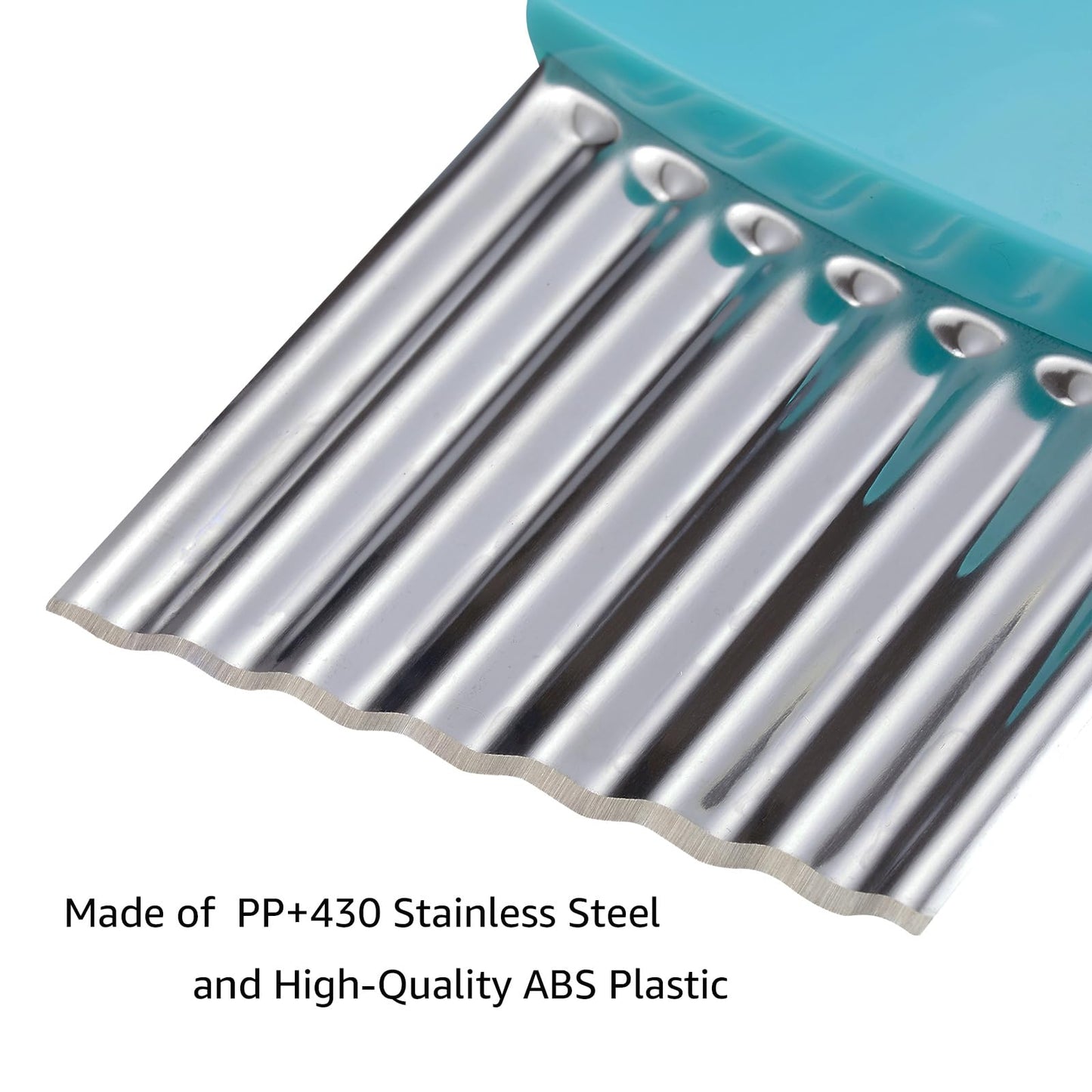 Crinkle Cutter, Stainless Steel Waffle Fry Cutter, Wavy Chopper for Veggies Potato Carrots Butter Lettuce, 2 PCS(Green and Blue)