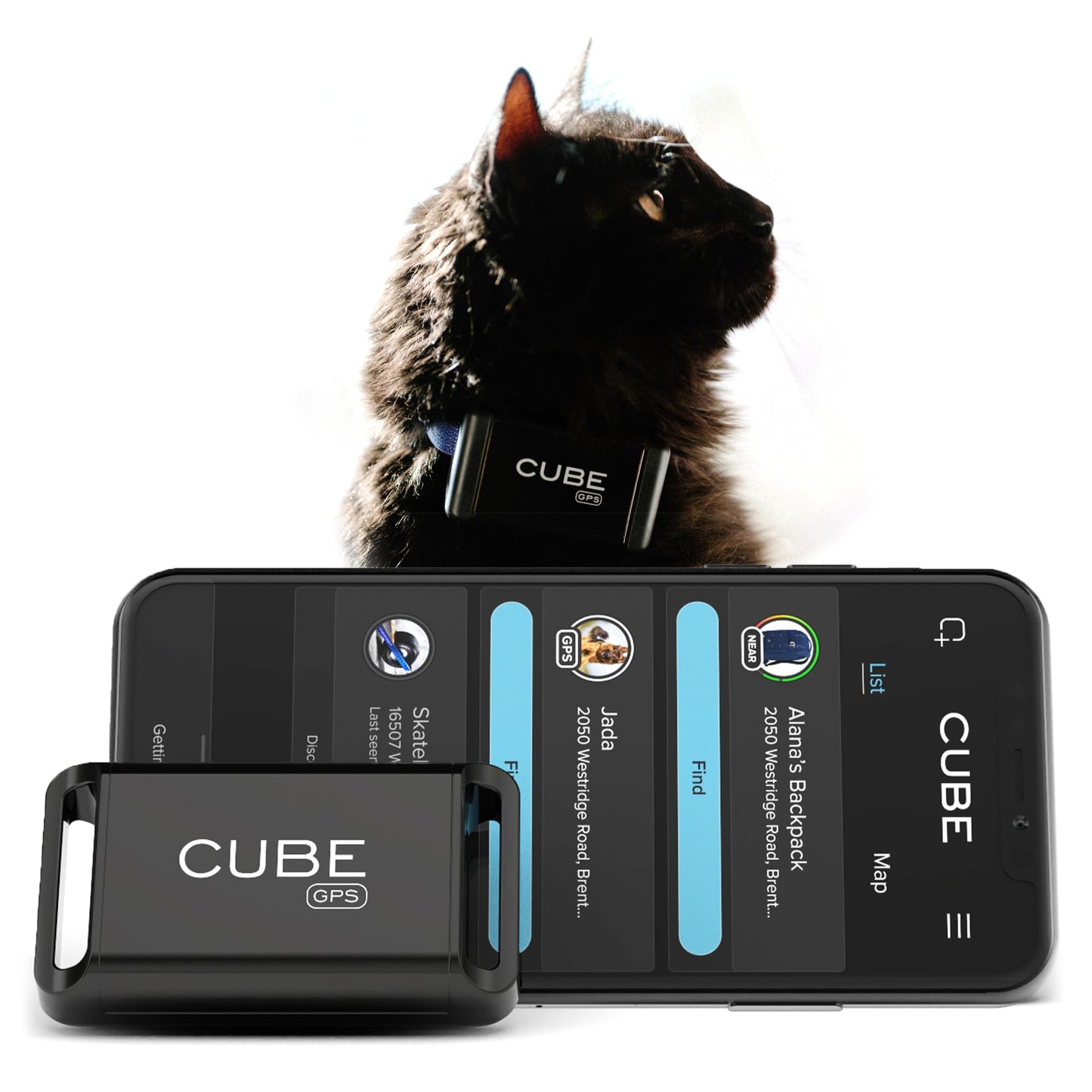 Cube GPS Tracker for Vehicles Assets Kids, Mini GPS Trackers for Dogs, Car Tracker Device: Real Time Worldwide Location SOS Pings Geo-Fencing + Rechargeable Battery Requires Subscription