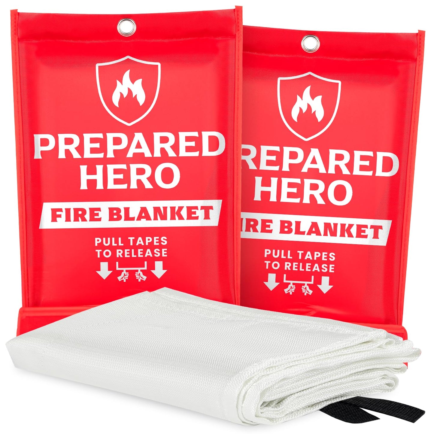 Prepared Hero Emergency Fire Suppression Blanket - 2 Pack, 40' x 40' Fiberglass Blanket for Kitchen and Home
