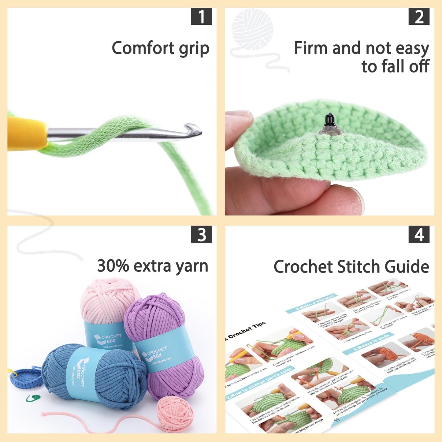 Crochet Kit for Beginners - Bee Crochet Kit, Learn to Crochet, All You Need in, Videos, Instructions, Soft Yarn, Birthday Gift for Adults