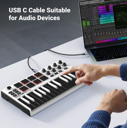 UGREEN USB B to USB C Printer Cable 3 FT, Nylon USB B to USBC Cable for MacBook Pro/Air, MIDI Cable Compatible with MIDI Keyboard/DJ Controller/DAC/Yamaha Casio Digital Piano for iPad