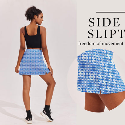 Ekouaer Skort Women 16" Golf Skirts Tennis Athletic Skirt Inner Shorts Pocket Running Workout Pickleball Skorts,Navy Pattern